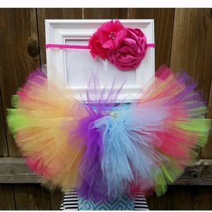 Rainbow red blue Tutu & Headband size 2t